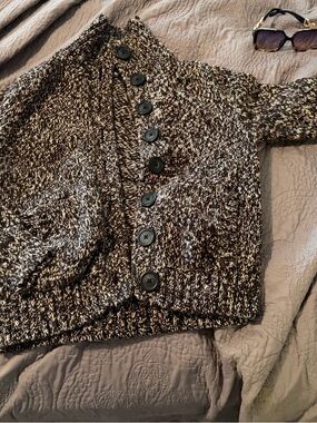 Mossimo Supply Co. Brown and Cream Marled Button-Front Cardigan